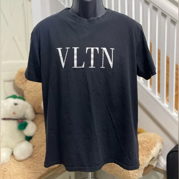 Fair Men’s Size  X-large Valentino Garavani VLTN Logo Cotton Tee In Black/White - Picture 7 of 13